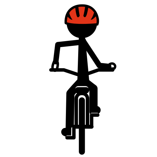 Pictograma dunha bicicleta vista desde atrás.