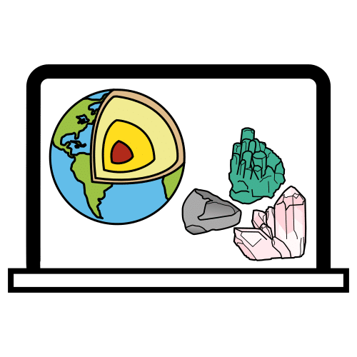 Pictograma que representa a ciencia da xeoloxía