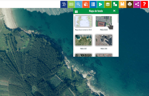 Captura do visor no que se amosa o procedemento para escoller mapa