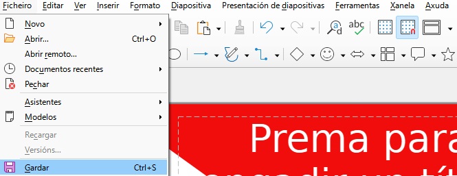 Captura de pantalla Ficheiro Gardar