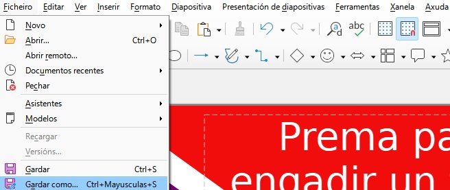 Captura de pantalla Ficheiro Garda como...