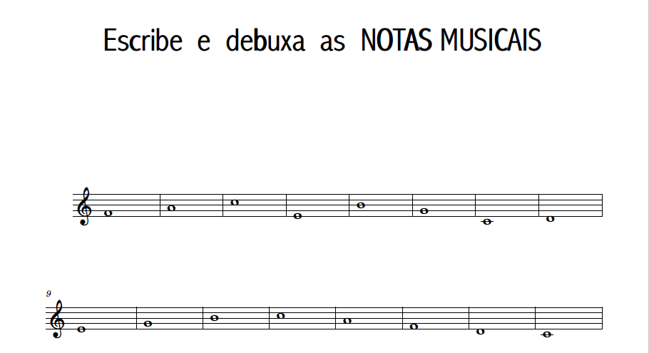 Accede ao PDF Escribe e debuxa as notas musicais. Abre nunha nova xanela Escribe e debuxa as notas musicais