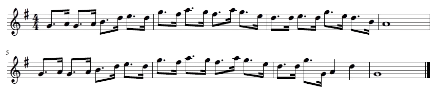 Frase Exemplo de frase con 8 compases en 4/4, escoitar o audio
