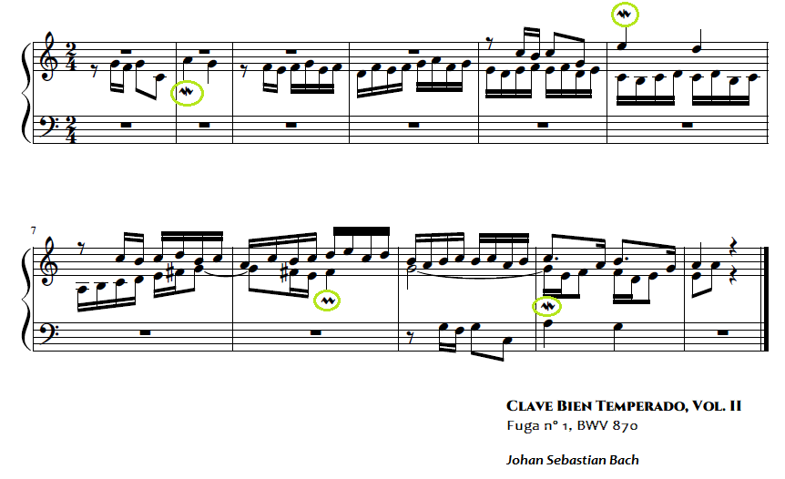 Partitura Bach Partitura para piano dunha Fuga de Bach