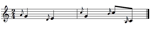 la con sol negra, re con mi negra, do con sol negra, si con do corchea 