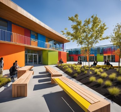 Ilustración dun centro educativo