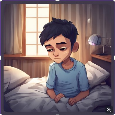 Ilustración dun neno que dorme mal e está moi canso