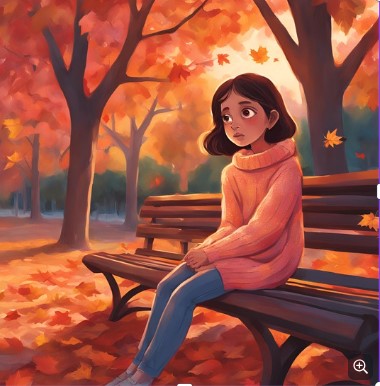 Ilustración dunha nena que se sinte soa e triste