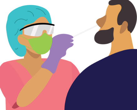 Ilustración dun frotis nasal