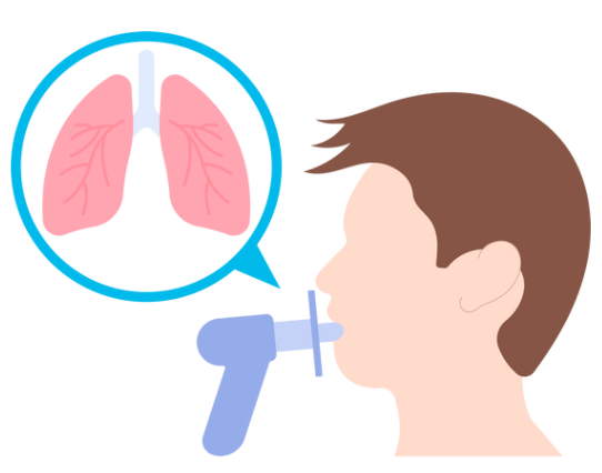 ilustración dunha proba de función pulmonar