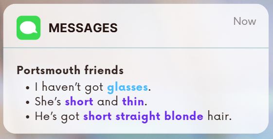 Sentences taken from the message.