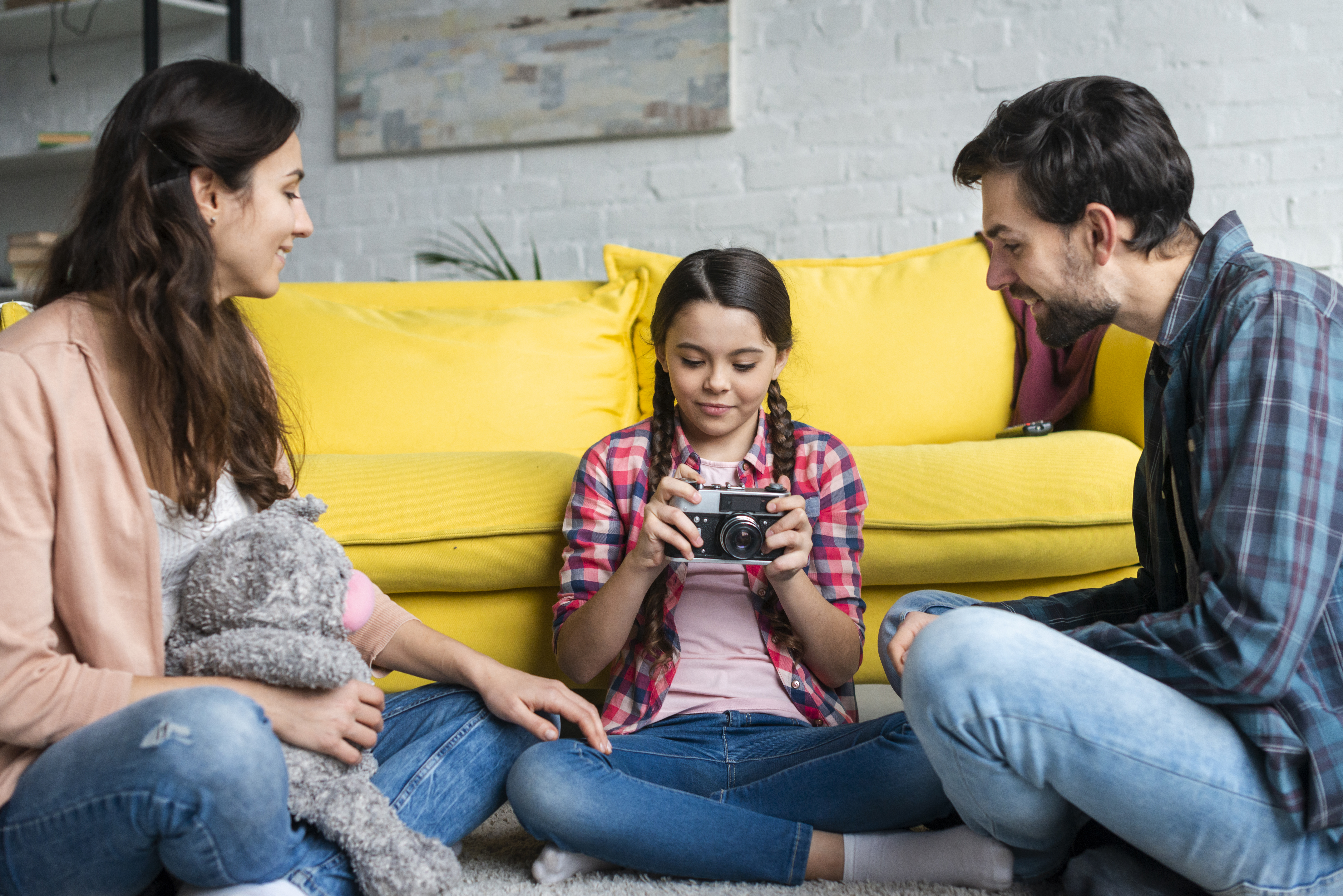 Daughter with her parents.