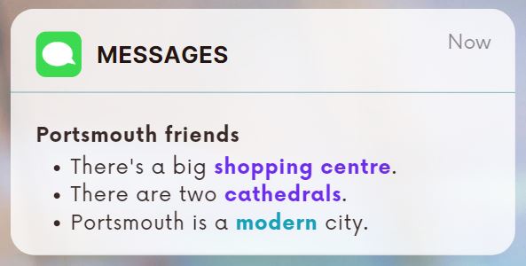 Sentences taken from the message.