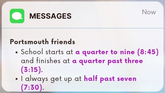 Sentences taken from the message.