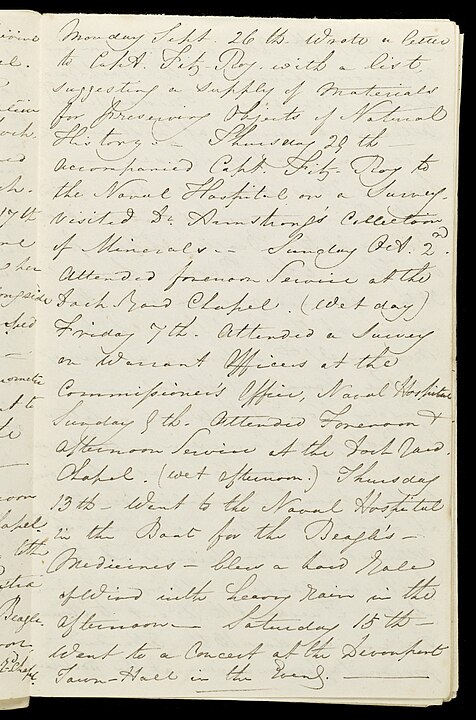 Páxina manuscrita de Ch. Darwin