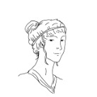 Dibujo en blanco y negro de Hipatia de Alejandría (Egipto)