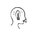 Imagen que muestra a un dibujo de una cabeza con una bombilla en su interior. Dibujo de estilo simple.
