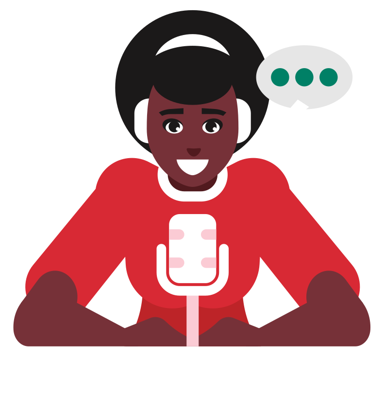 chica hablando delante de un micrófono