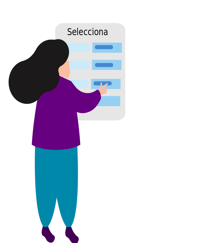 Chica seleccionando la palabra correcta