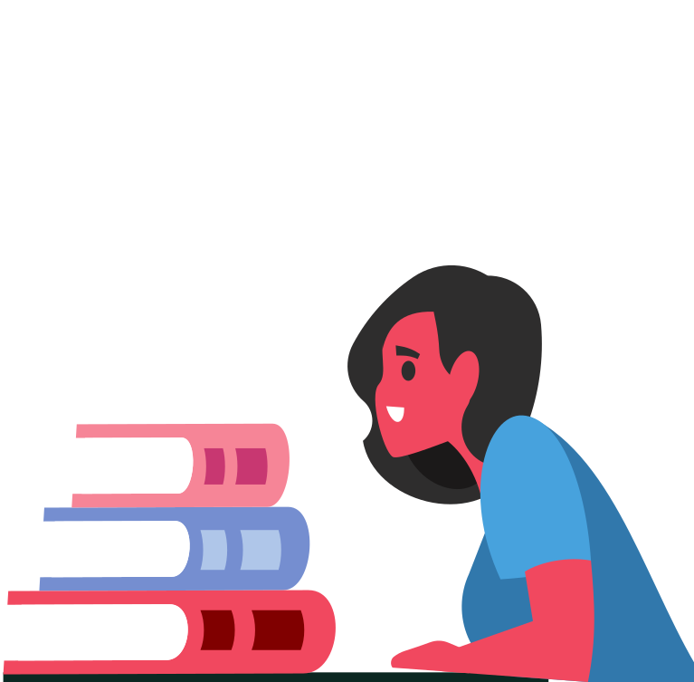 Chica mirando los lomos de libros