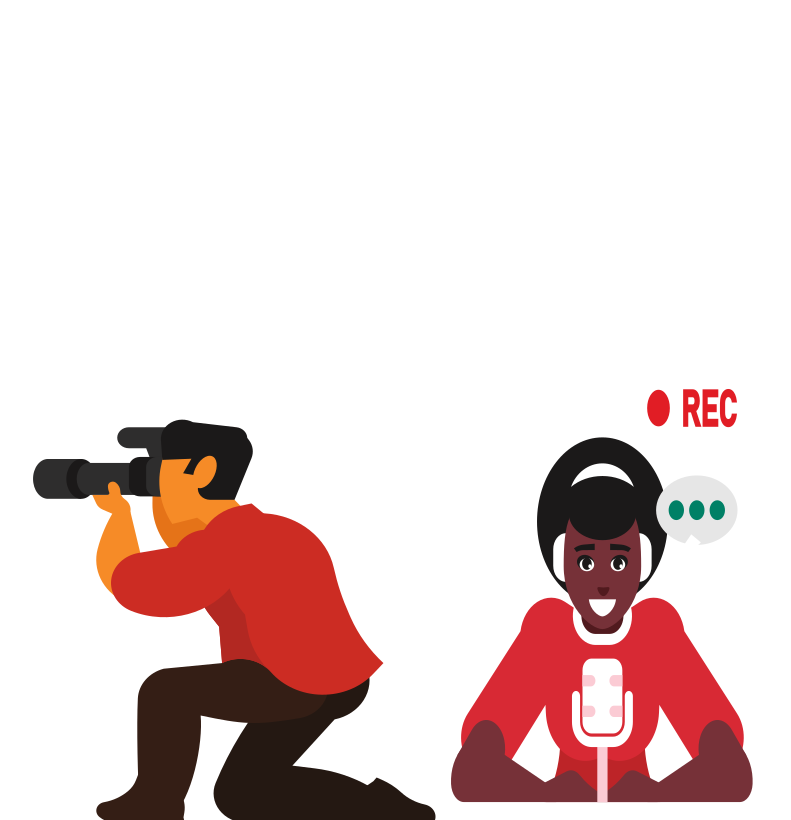 Chico sacando foto y chica grabando audio