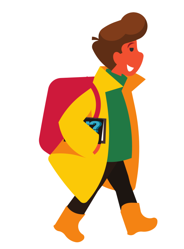 Chico con mochila y cuaderno