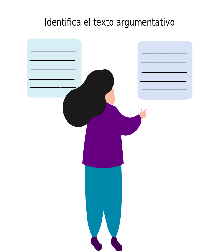 Chica mirando dos textos para seleccionar uno