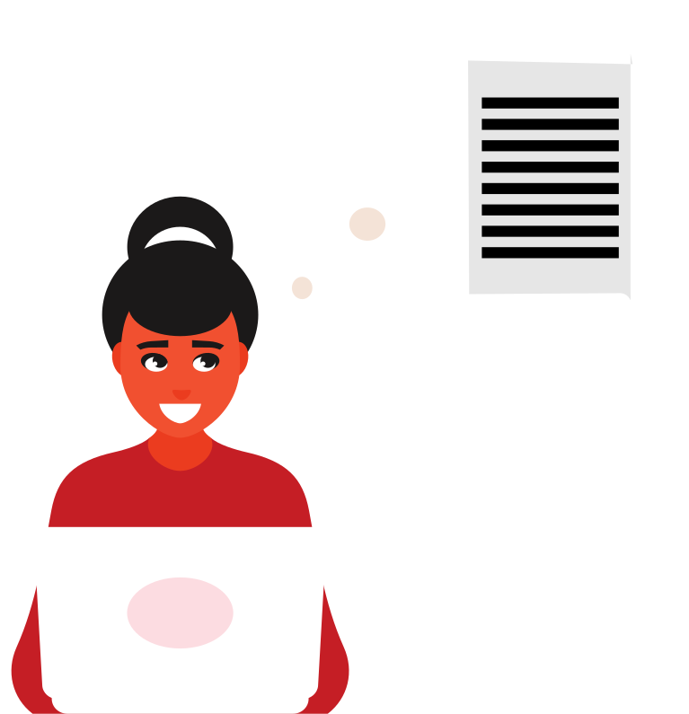 Chica delante de un ordenador escribiendo un texto