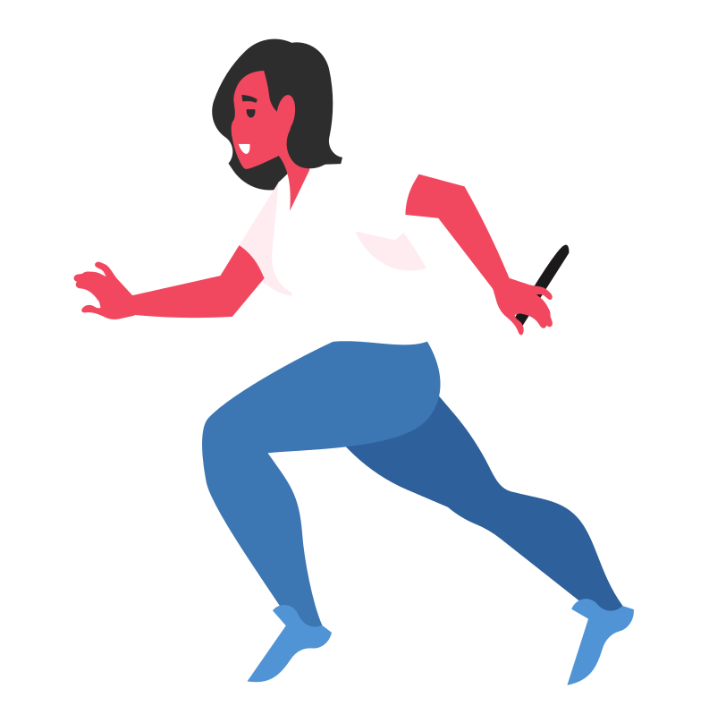 Chica corriendo con un testigo en la mano