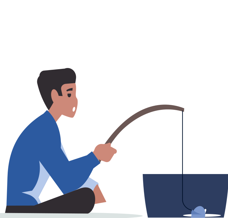 Chico con una caña de pescar