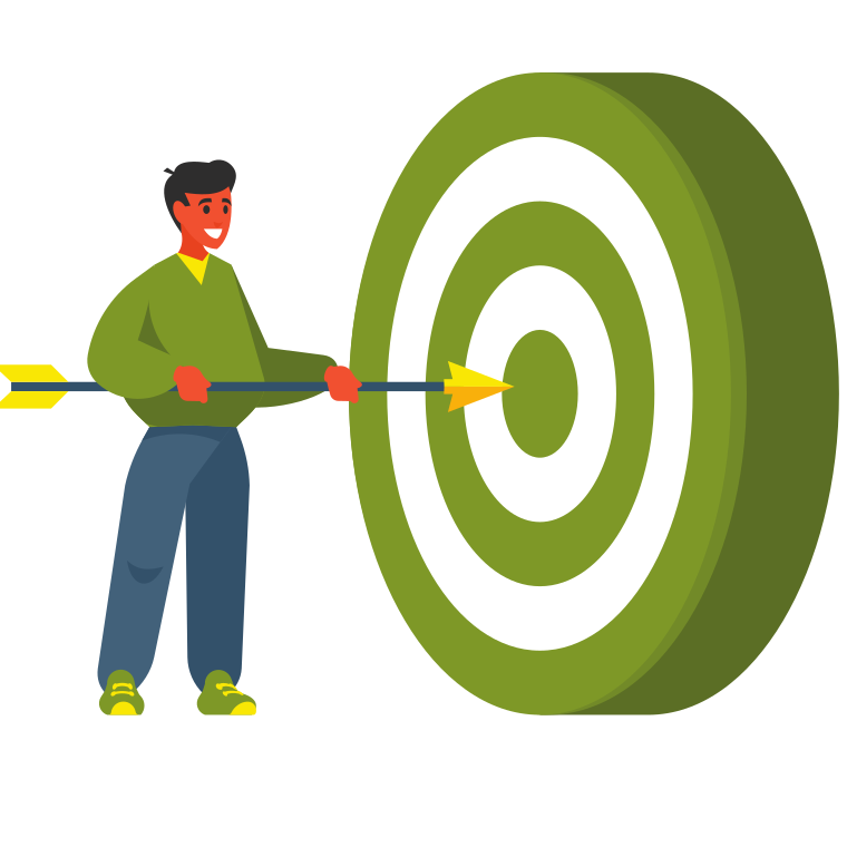 Chico apuntando a una diana