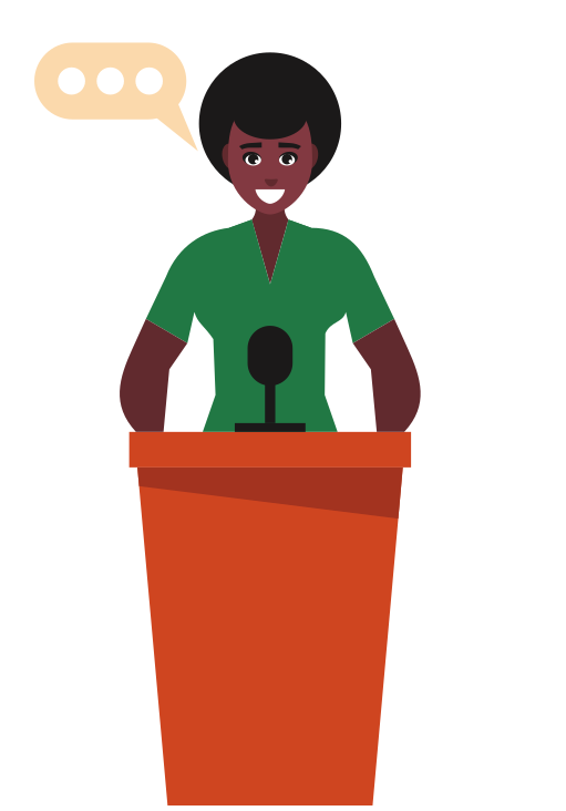 Chica argumentando en debate