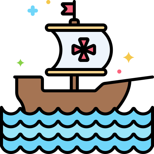 Barco de madera con una vela