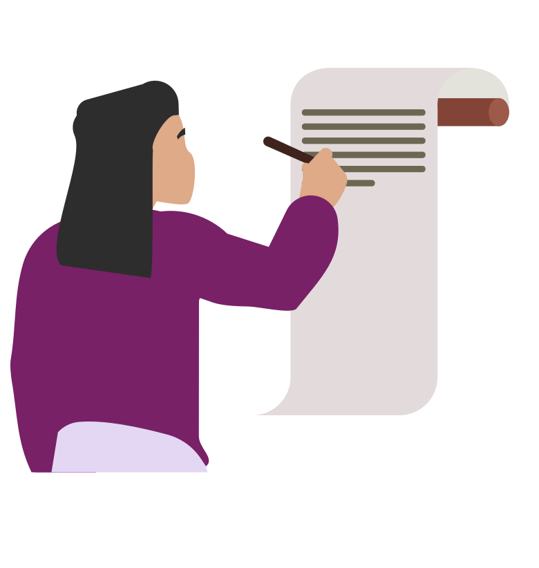 Chica escribiniendo en una hoja