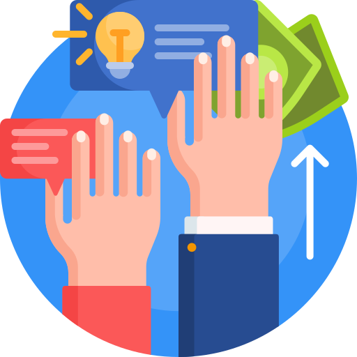 Manos levantadas con bocadillos de diálogo