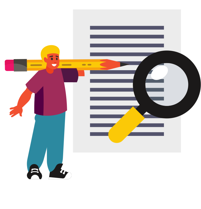 Chico llevando un lápiz grande