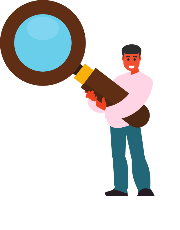 Hombre sosteniendo una lupa