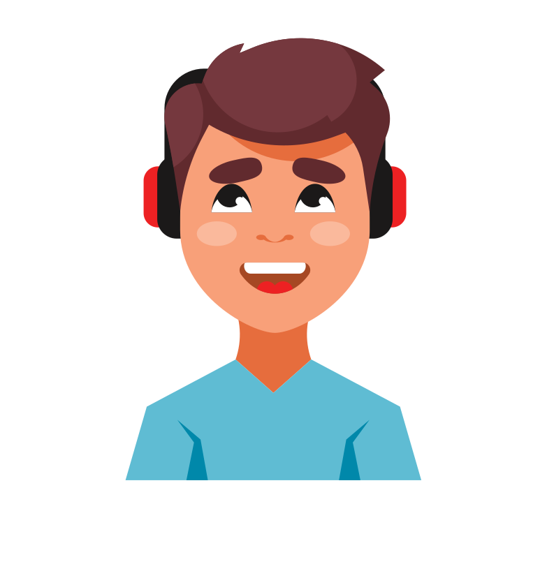 El joven está disfrutando de la música. 