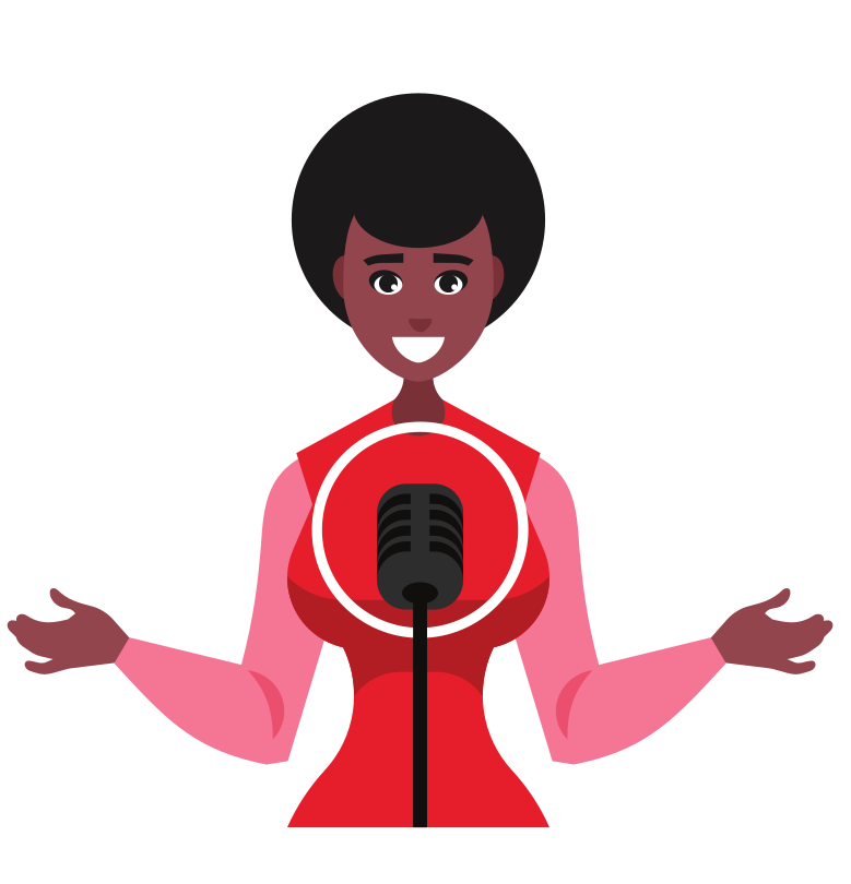 Chica cantando delante de un micrófono