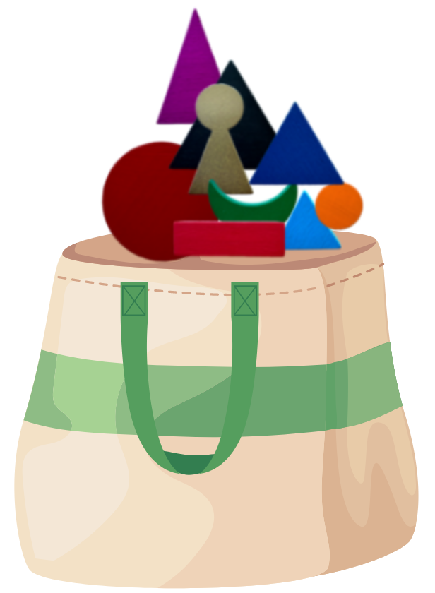 Bolsa de tela con formas geométricas