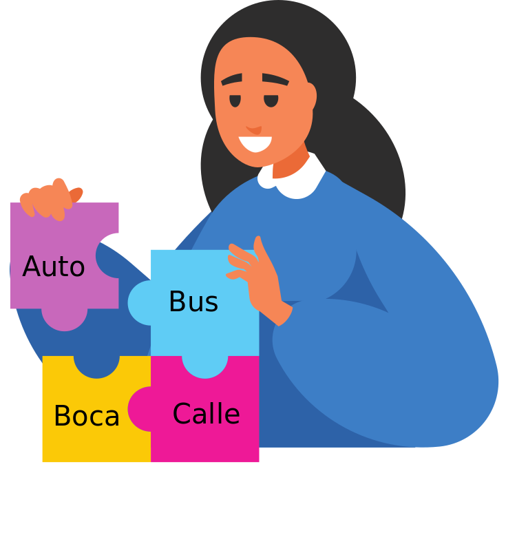 Chica haciendo un puzzle de palabras compuestas