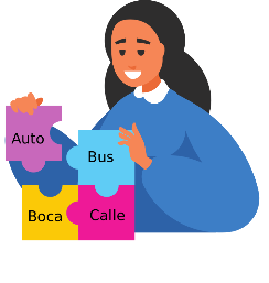 Chica haciendo un puzzle de palabras compuestas