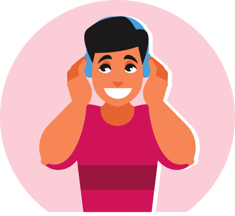 Chico con auriculares