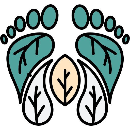 Huellas de pies con raíces