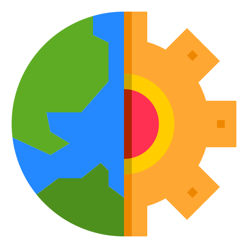 Planeta tierra con la mitad de un engranaje