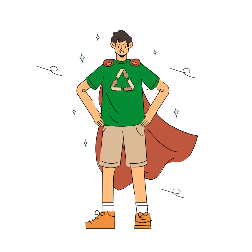 Chico con símbolo de reciclaje y capa
