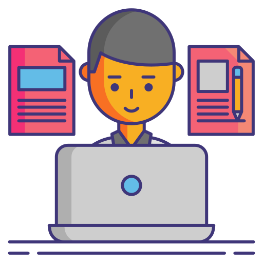 Hombre redactando en un ordenador