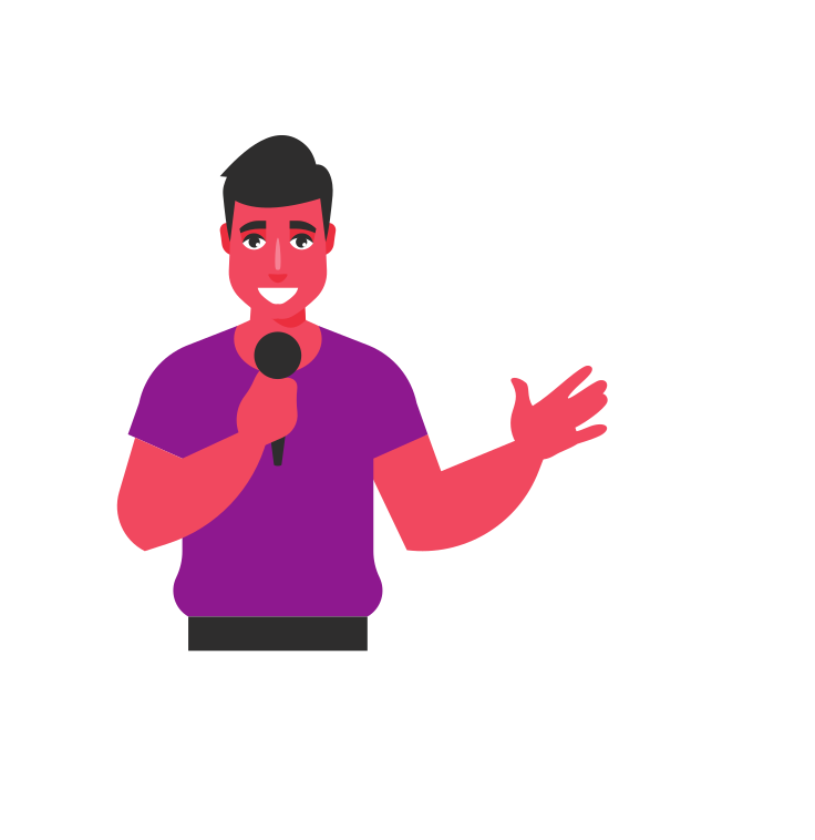 Reportero de televisión con micrófono