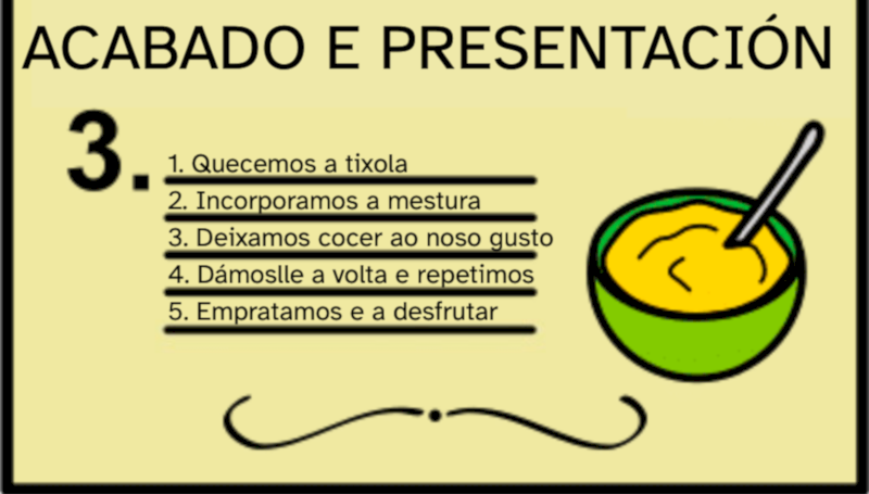 Pictograma de acabado e presentación dunha receita