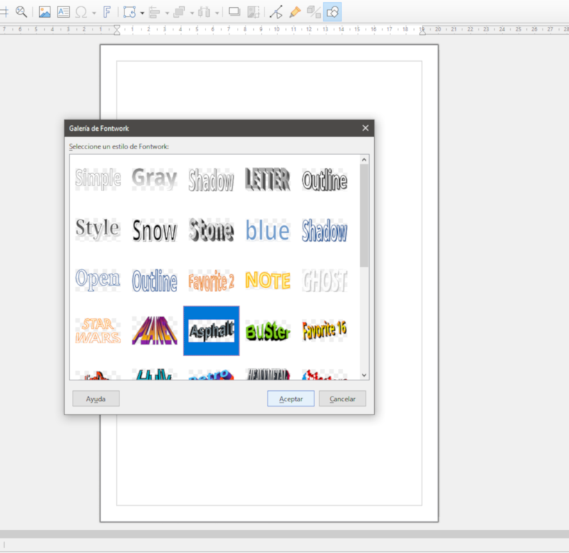 Inserir texto fontwork